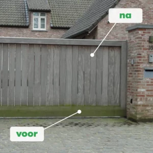 Houten poort onmossen